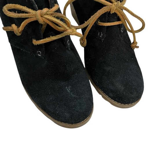 Sperry Women’s 8.5 Top Sider Stella Black Genuine Suede Lace Up Wedge Heel Boot - Picture 5 of 9